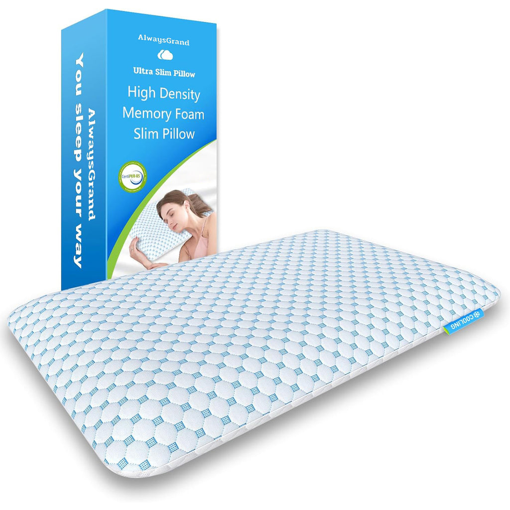 AlwaysGrand Ultra Thin Pillows for Side, Back, Stomach Sleepers