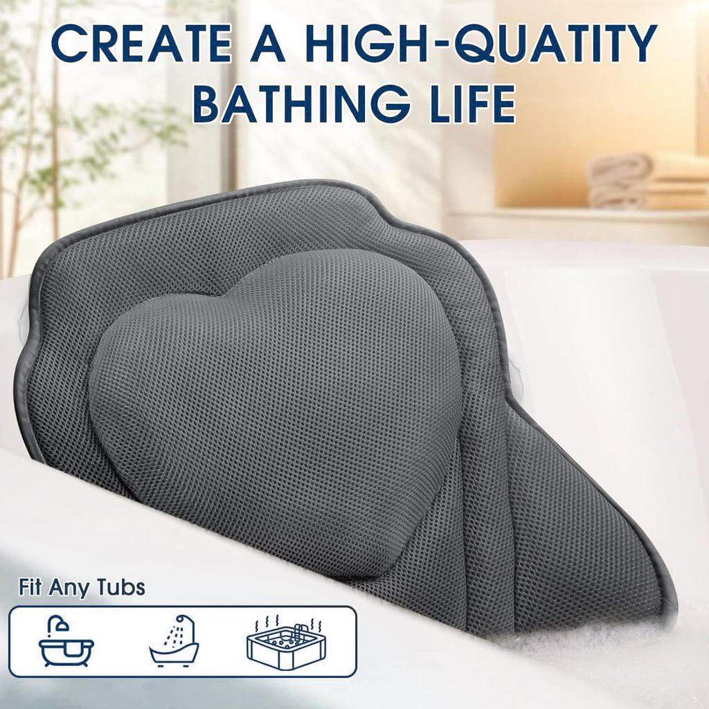 AlwaysGrand Bath Pillow with Breathable Mesh Fabric