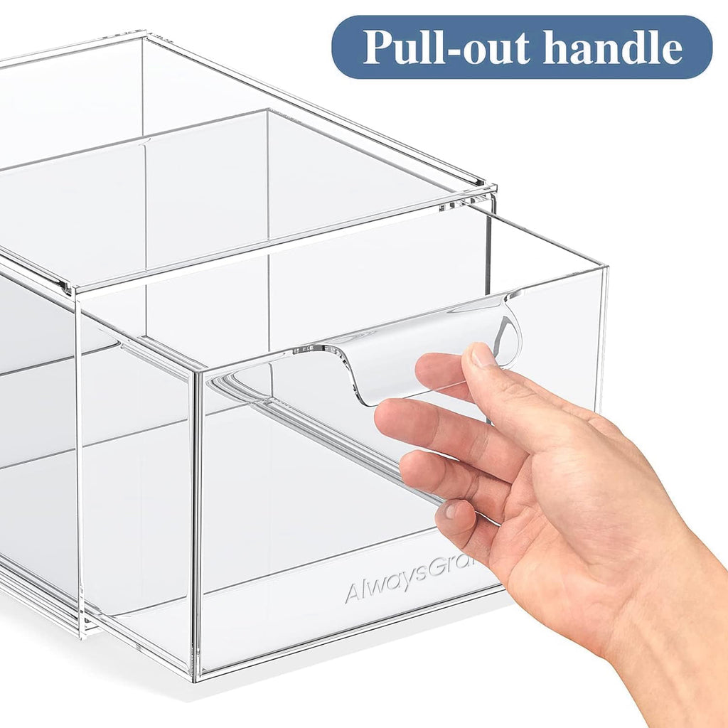 AlwaysGrand 2 Pack Stackable Makeup Organizer and Storage