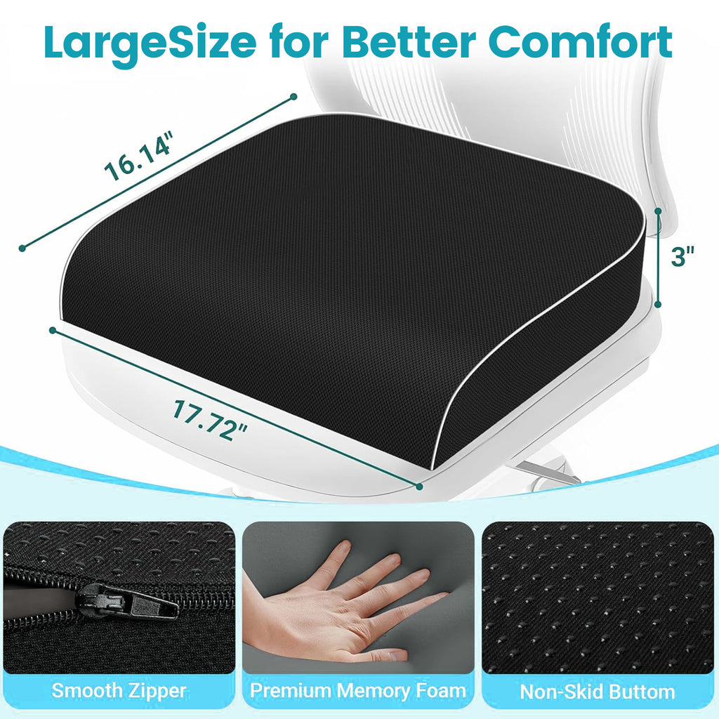 AlwaysGrand Memory Foam Office Chair Cushions for Long Sitting Hours